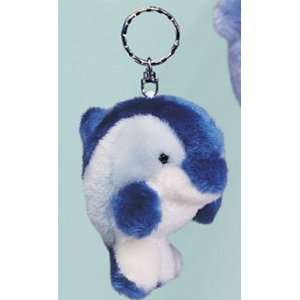  Dolphin Dark Blue Standing Fuzzy Town Plush Keychain Toys 