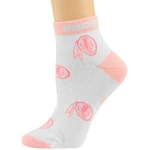   Ladies White Pink All Over Team Logo Ankle Socks