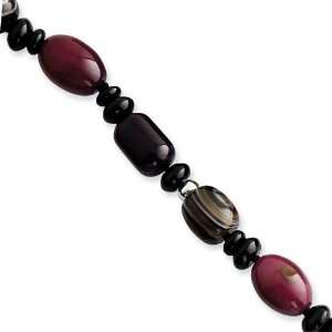    Sterling Silver Black Purple & Botswana Agate Bracelet: Jewelry