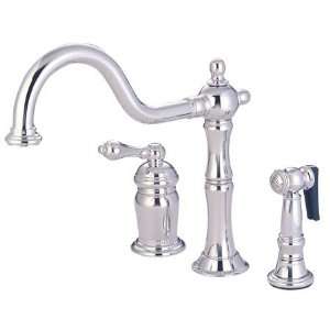   Heritage Deck Mount Kitchen Faucet, with Brass Sprayer, Chrome