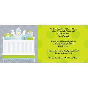   Baby Shower Invitations   Gorgeous Green and Gray Birth Announcement