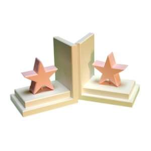   Pastel Pink Star Bookends   White Base 