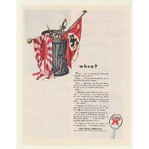  1943 When Will War End Flags in Trash Can Texaco The Texas 