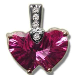    .06 ct 14X10 mm Double Heart Mystic Pink Topaz T/T Pendant Jewelry