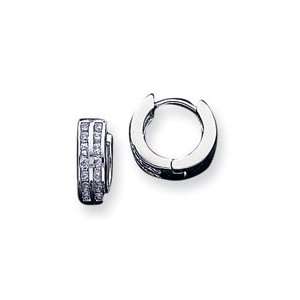  Sterling Silver CZ Hoop Earrings Jewelry