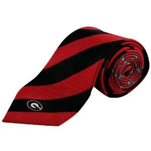 Georgia Bulldogs Black Red Repeat Stripe Silk Tie  Sports 