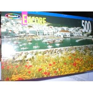   Piece Puzzle, Beautiful Port with Boats and Flowers 
