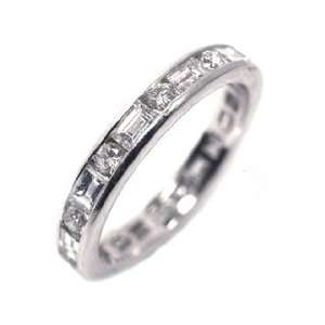 18k White Gold Baguette and Round Diamond Channel Set Eternity Ring 