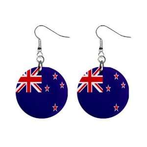  New Zealand Flag Button Earrings 
