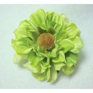  NEW Bright Green Zinnia Hair Flower Clip, Limited. Beauty