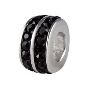 Authentic SILVERADO Black CZ and 925 Sterling Silver Spinner Bead fits 