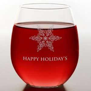  Snowflake Stemless Red Wine Glass: Kitchen & Dining