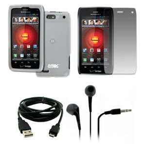  DROID 4 XT894 Transparent Case Cover (Clear) + 3.5mm Stereo Earbud 
