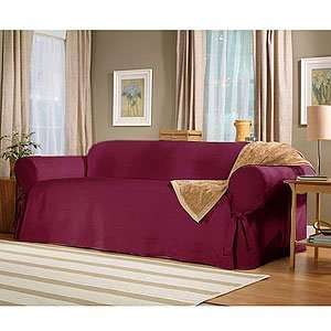  Sure Fit Cotton Duck Solid Slipcover, Sofa, Burgundy