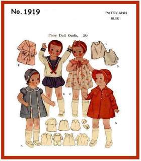 1919 Vintage Patsy doll wardrobe pattern 11.5 14 19  