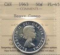 1963 CANADA 50 CENT COIN ICCS GRADED PL 65 HEAVY CAMEO  