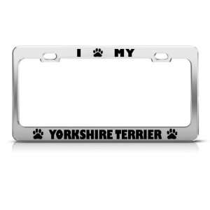 Yorkshire Terrier Dog Dogs Chrome Metal license plate frame Tag Holder