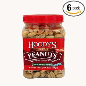 Hoodys Gourmet Peanuts, 18 Ounce Plastic Jars (Pack of 6)