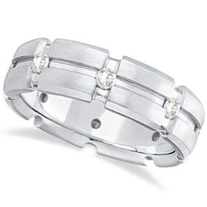   Wedding Ring Groove Band 14k White Gold (0.50ct) Allurez Jewelry