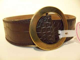 Leather Alligator Skin Pattern Brown Belt Small New NWT  