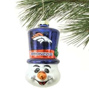  Denver Broncos Top Hat Snowman Blown Glass Ornament 