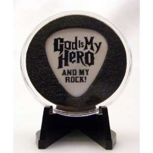 God Is My Hero/Psalm 182 Guitar Pick W/ MADE IN USA Display & Easel 