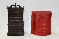 UNUSUAL DOLL HOUSE BANKS CHEST & BUFFET VINTAGE STASH  