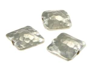 Thai Karen Hill Tribe silver Hammered flat square bead  
