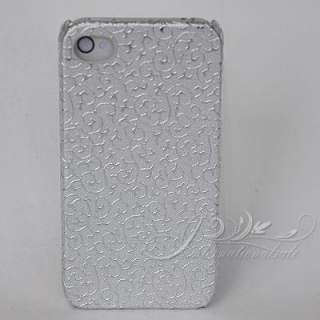 Silver Pattern Design Leather paste Hard Case For Iphone 4S free 