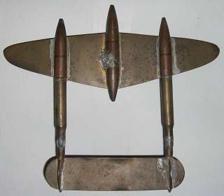 Vintage WW11 Military TRENCH ART P 38 Bomber Airplane  
