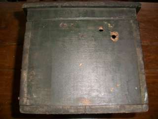 19TH CENTURY EARLY PAINTED DARK GREEN OVER OLD RED DOCUMENT BOX  
