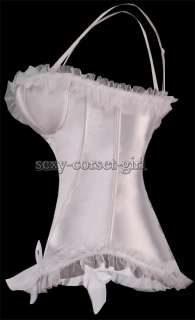 Sexy White Bridal Corset Straps Bustier Butterfly Tie S  