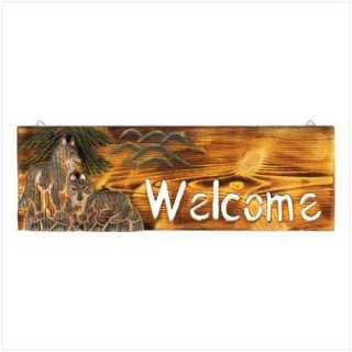 Rustic Wood Wolf Welcome Sign SouthWestern Lodge Decor  