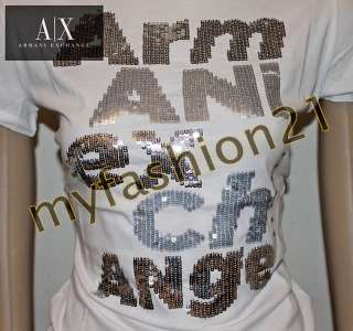 NWT Armani Exchange A/X AX logo WOMEN Graphic Tee T Shirts top White 