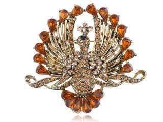   Crystal Rhinestone Tail Peacock Bird Fashion Jewelry Pin Brooch  