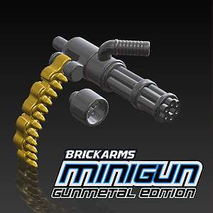 BrickArms Weapon Gunmetal Minigun with Brass Ammo Chain  