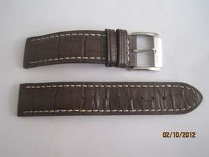   Genuine Leather Stainless Buckle 21mm Watch Band 7.75 Inches  