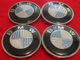 BMW Blue Carbon Fibre Alloy Wheel Centre Caps Hub Cover Badges Emblem 