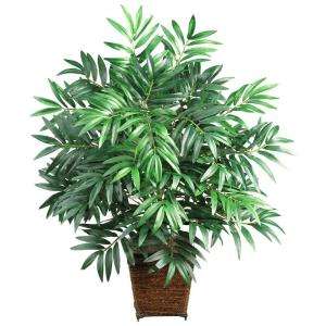 Nearly Natural 32 In. Bamboo Palm Silk Plant With Wicker Basket 6556 