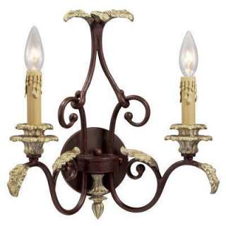Hampton Bay Fez 2 Light Bark and Antique Gold Wall Sconce HD453721 at 