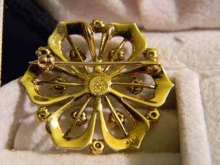 diamond pin, 14K yellow gold, floral, 40 points  