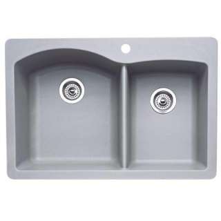   Composite 33x22x9.5 1 Hole Double Bowl Kitchen Sink in Metallic Gray