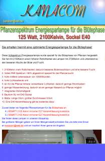 Grow 125Watt Pflanzenlampe 2700K rot Blüte phase + E40 Fassung 125W 