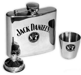 Jack Daniels Flachmann Set in Holzbox, 3teilig, Neu  