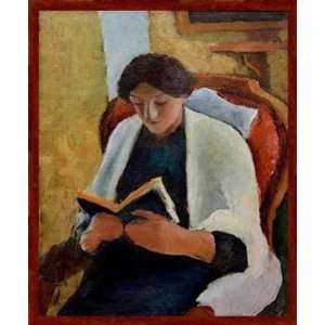 Bild mit Rahmen: August Macke, Lesende Frau im roten Sessel, 58 x 71 