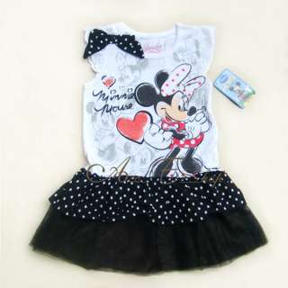 Girls Kids SZ 4 5 6 7 Minnie Mouse Costume Summer Dress Polka Dots 