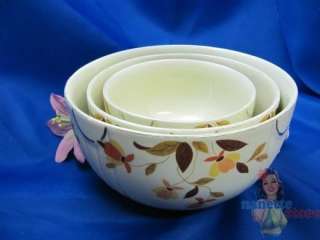 Hall Jewel Tea Autumn Leaf 3 pc Nesting Mixing bowls  
