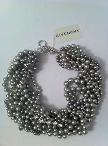 Givenchy Necklace Gray Glass Pearl Cluster Drama  