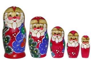 Santa Father Frost Nesting Doll Christmas Russian Wood!  