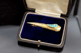   Victorian 18ct 18k 18 Carat Gold Persian Turquoise Snake Pin Brooch